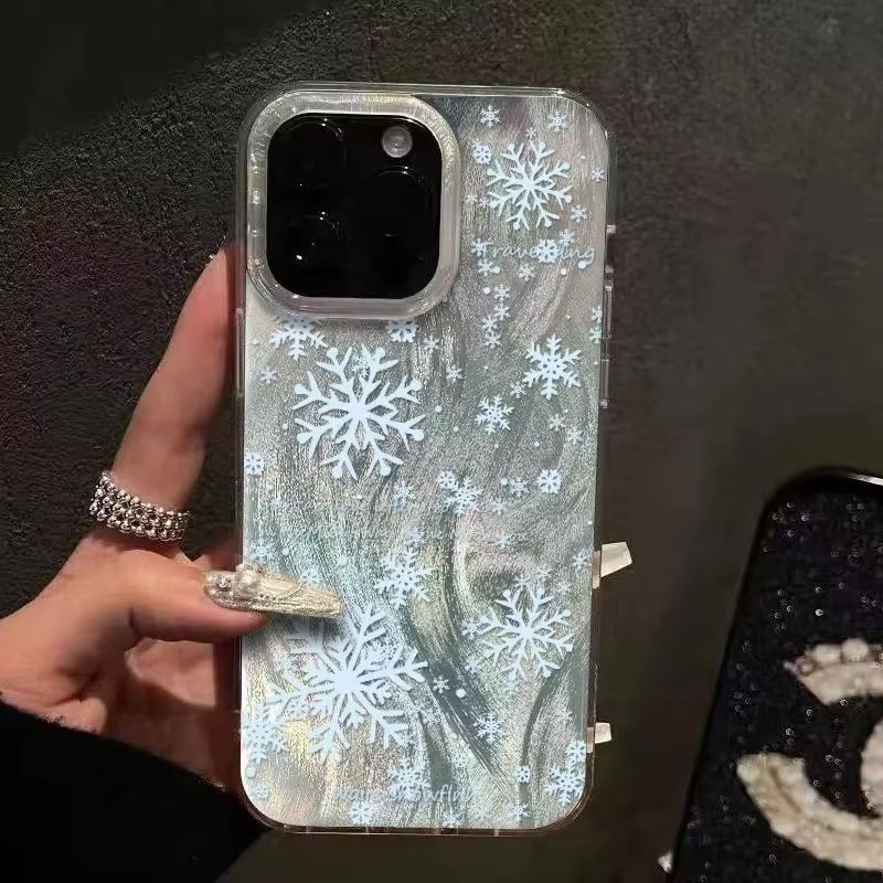 Vỏ Tương Thích Cho iPhone 16 15 17 Pro Max 11 13 14 12 Pro Cho iPhone 16e 7 8 Plus XS Max X XR SE2022 Bông Tuyết Trắng Mùa Đông Thanh Lịch Giáng Sinh Vỏ Cứng Chống Sốc