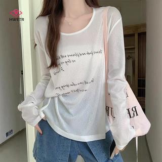 Áo Thun Mỏng Cổ Tròn Tay Dài Cho Nữ, Thiết Kế Thời Trang Mùa Hè