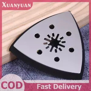XUAN 90mm Tấm chà nhám hình tam giác 6 lỗ Phát hành nhanh Lưỡi cưa cát hình tam giác đa năng để đánh bóng chế biến gỗ Mài chà nhám VN