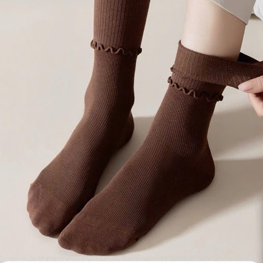 Sét 10 Đôi Tất Vớ T45 Cổ Bèo Cao Cotton Gân Cho Bé Gái Phong Cách Hàn Quốc dày dặn Quà Giáng Sinh