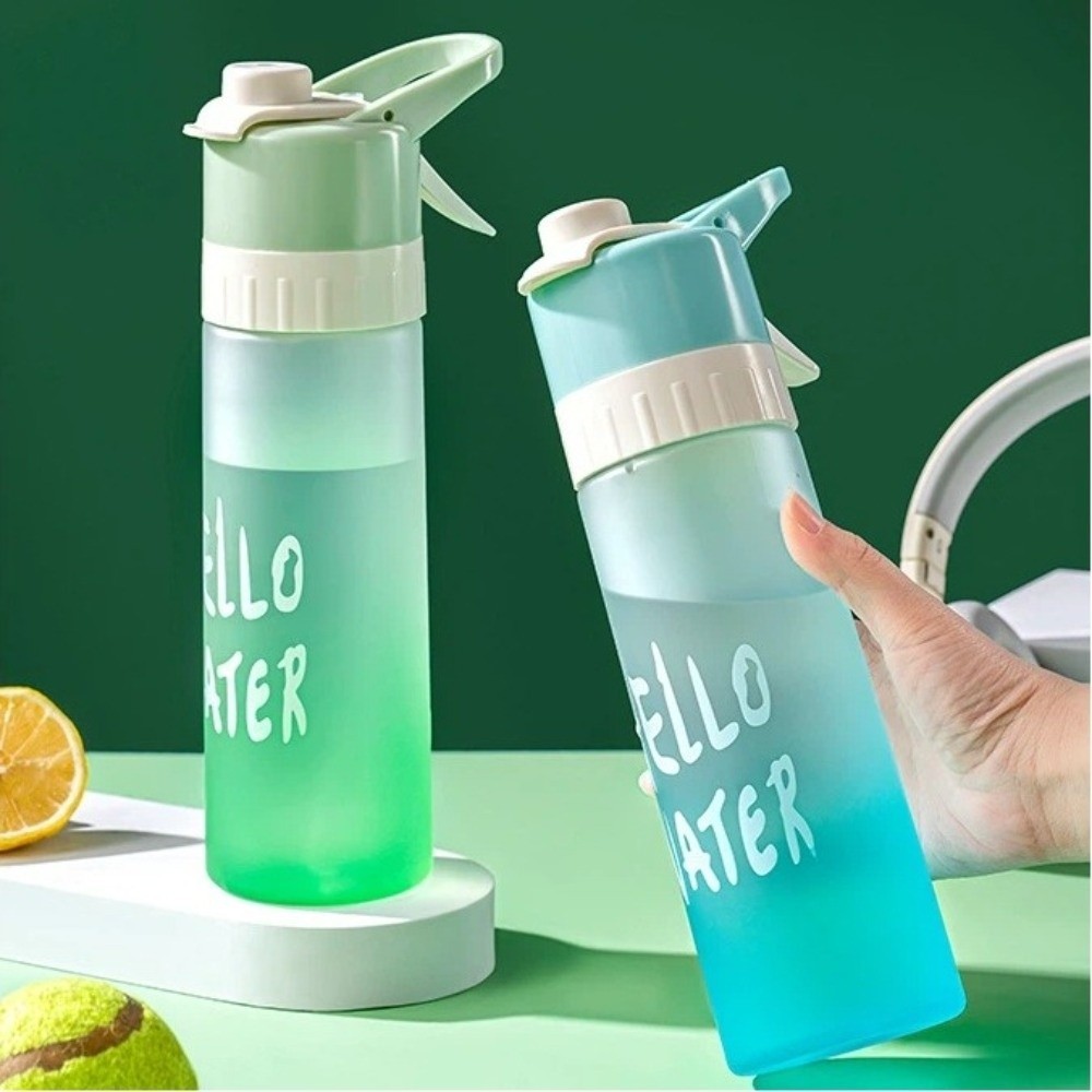 Chai nước chuyển màu phun JiKK 650ml, dễ dàng mang theo có tay cầm Cốc nước thể thao, Máy làm mát di động Máy uống phun sương nước Chai du lịch ngoài trời