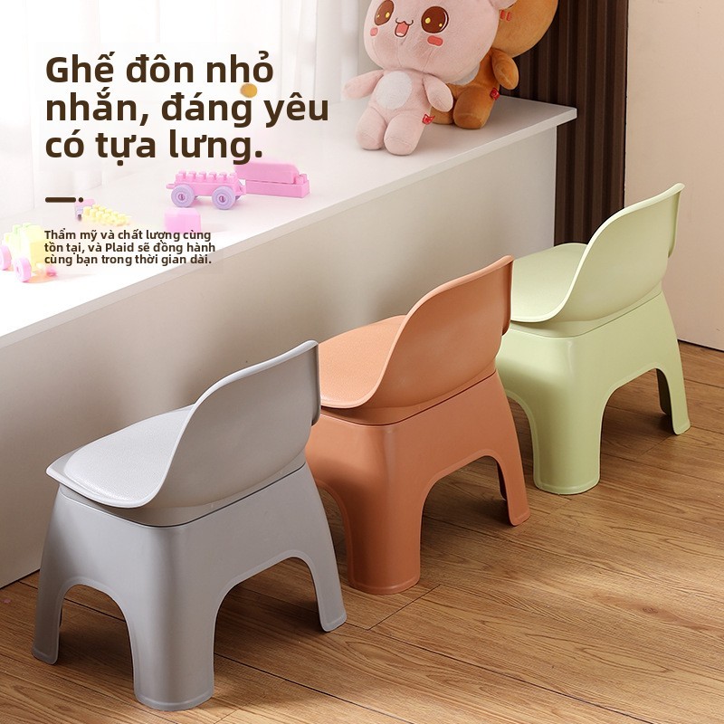 Ghế đẩu nhỏ bằng nhựa dày-Có tựa lưng Ghế đẩu thấp phổ biến cho trẻ em và người lớn-Có chức năng đa năng cho phòng khách, bàn cà phê Sofa