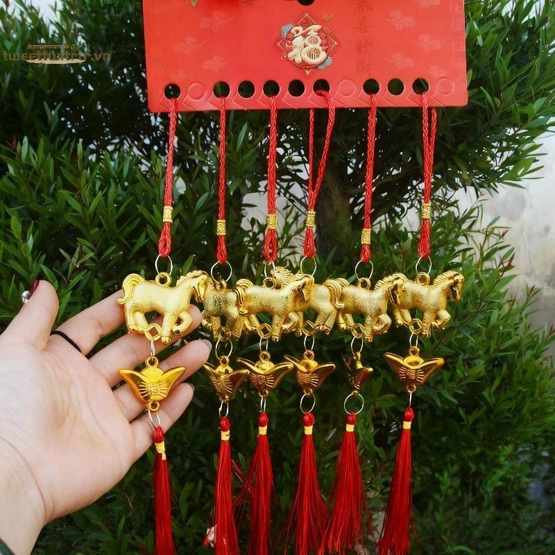 TRTR 6 Chiếc Trung Quốc Năm Mới Đèn Lồng Mặt Dây Chuyền Trang Trí May Mắn 2026 Năm Ngựa Treo Tường Xe Trang Trí Tân Gia Quà Tặng VN