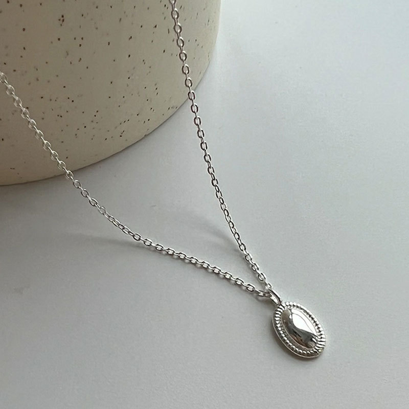 Vòng cổ đa năng hình bầu dục bằng bạc 925 mới