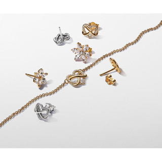 Vòng cổ collier hình trái tim vô cực mạ vàng 14K, lấp lánh - Dài 50cm