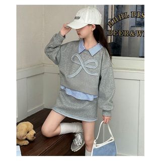 Đầm nỉ bé gái dáng thể thao – Thiết kế phối cổ sơ mi, mặc xinh năng động mùa xuân thu