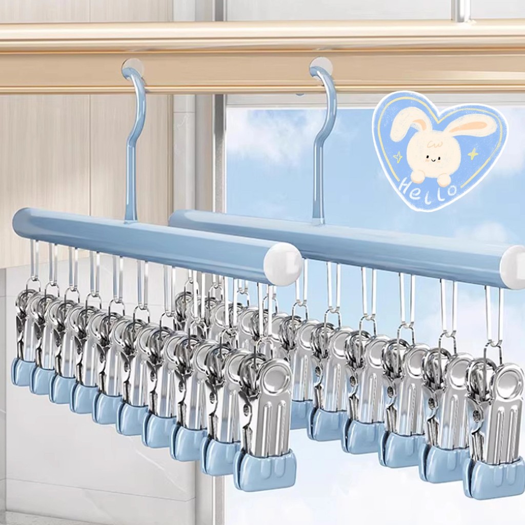 1 / 2 / 3 / 4 CÁI - Móc treo phơi tất bằng thép không gỉ có lớp phủ chống gỉ, Kẹp không dấu hoạt động một tay, Thiết kế có thể gập lại chịu tải mạnh mẽ cho quần áo