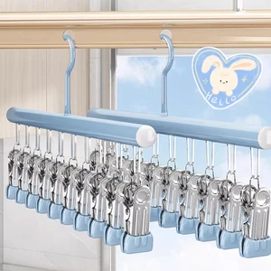 1 / 2 / 3 / 4 CÁI - Móc treo phơi tất bằng thép không gỉ có lớp phủ chống gỉ, Kẹp không dấu hoạt động một tay, Thiết kế có thể gập lại chịu tải mạnh mẽ cho quần áo