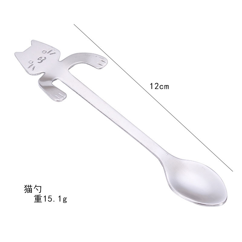 Thép không gỉ 304 Trẻ Em Thìa Cơm Sáng Tạo Hoạt Hình Hình Mèo Muỗng Hình Rắn Màu Cà Phê Khuấy Thìa Tráng Miệng Thìa S