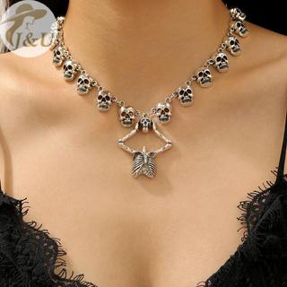 JU Halloween Fashion - Mặt dây chuyền bộ xương Gothic dành cho nam và nữ