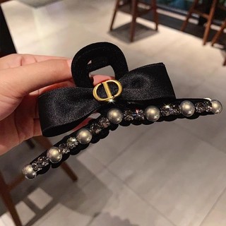 Mũ đội đầu nơ hai mặt màu đen kiểu Pháp Satin Kẹp tóc cao cấp