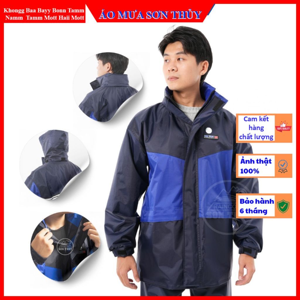 (Bộ K4 áo mưa 2 lớp-Chống Gió - CHỐNG Thấm) K4 Sơn Thủy-Vừa đi mưa vừa chống lạnh -vải dù Polyester siêu giữ ấm baoho247