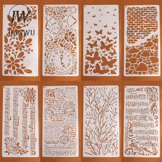 JIANWU 8 Cái / bộ Vintage Âm Nhạc Ghi Chú Bướm Vật Liệu Phong Cảnh Cắt Rỗng Mẫu Sáng Tạo Rác Tạp Chí Văn Phòng Phẩm