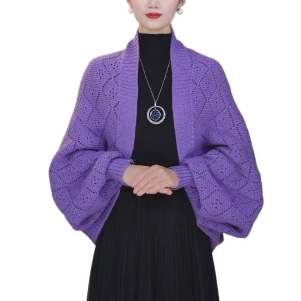 Áo len cardigan nữ cỡ lớn BRBRAA, thiết kế tay dơi quấn cổ, chất liệu mềm mại, phong cách Hàn Quốc
