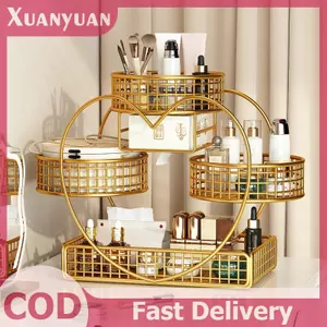 XUAN 1 Dụng Cụ Sắp Xếp Mỹ Phẩm Bằng Kim Loại Trơn Nhẹ -Tò Trang Điểm Giá Để Đồ Trang Điểm Hiện Đại Vanity Để Bàn Kệ VN