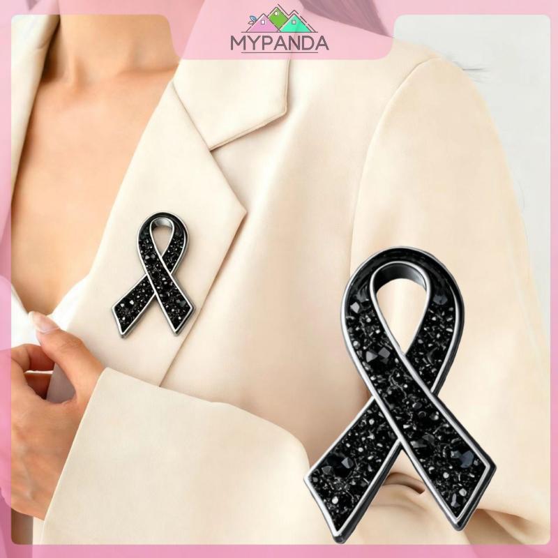 MYPANDA Ruy Băng Cài Áo Tang Lễ Đen Kim Cương Giả - Phù Hợp Cho Nữ