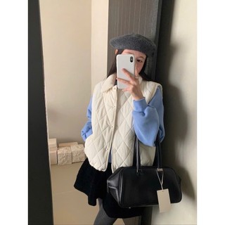 Áo phao gile phối cổ lông cúc bấm dành cho nữ dày dặn, mềm mịn