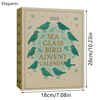 EGN Sea Glass Bird Advent Calendar 2025, Đếm ngược Giáng sinh ven biển 24 ngày với đồ trang trí thủy tinh biển, Trang trí ngày lễ độc đáo & Quà tặng N