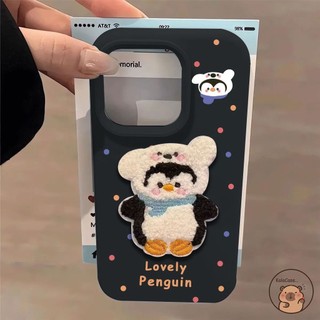 Dành Cho OPPO Reno 14 13 11 9 Pro 8Z 7Z 8 7 Lite 5G Reno14 Reno13 Ốp Điện Thoại Sang Trọng Thêu Chim Cánh Cụt Chó Chấm Bi Mùa Đông Hoạt Hình Dễ Thương Vỏ Mềm