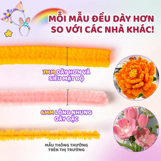 Kẽm Nhung Mix Nhiều Màu Loại 1 – Set 100 Sợi Kẽm Nhung Dài 30cm Làm Hoa Trang Trí Handmade