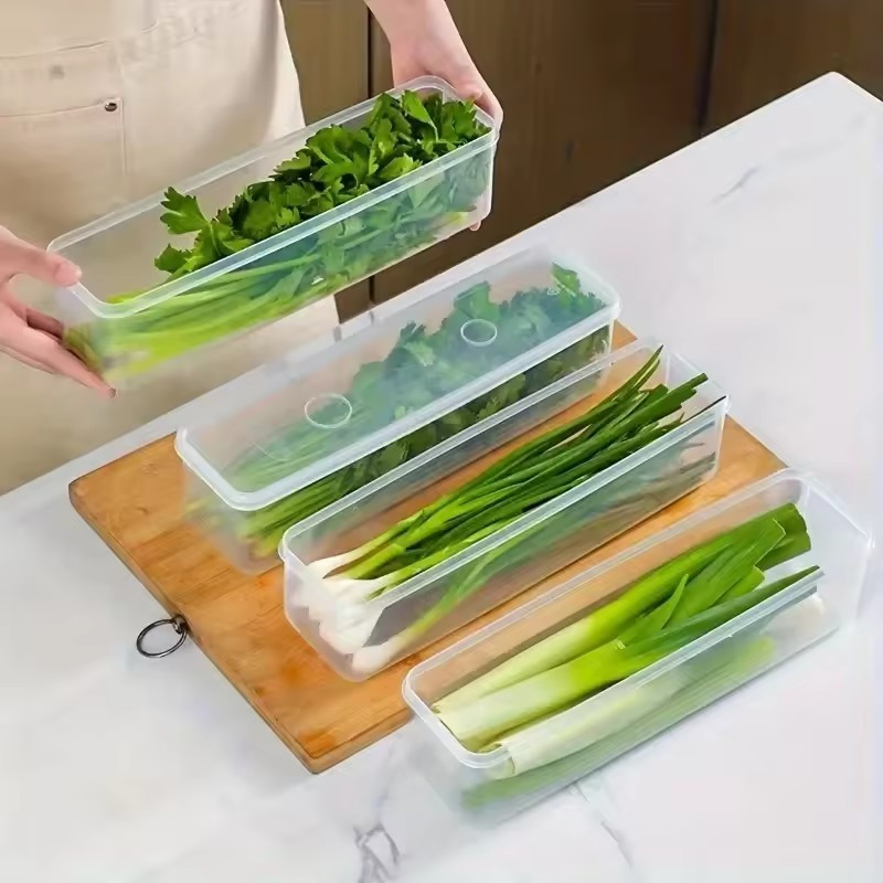 1 / 3 / 5 Cái Nhà Bếp Rau Hộp Bảo Quản Thực Phẩm Có Nắp / Hộp Đựng Spaghetti Hình Chữ Nhật Trong Suốt
