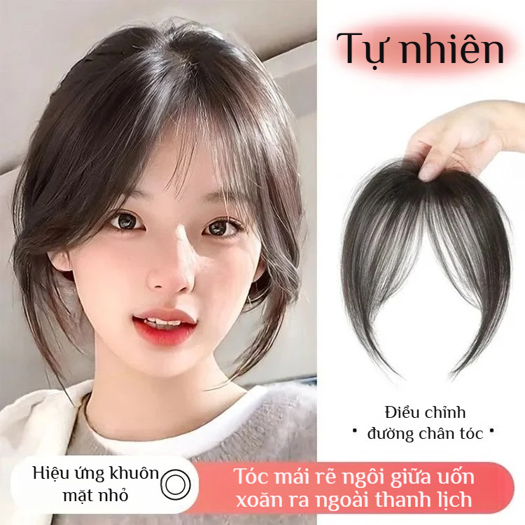 ⚡COD⚡Tóc giả tạo khối/tóc giả định hình khuôn mặt vô hình/óc nối có mái / tóc mái thật / tóc nối bồng bềnh