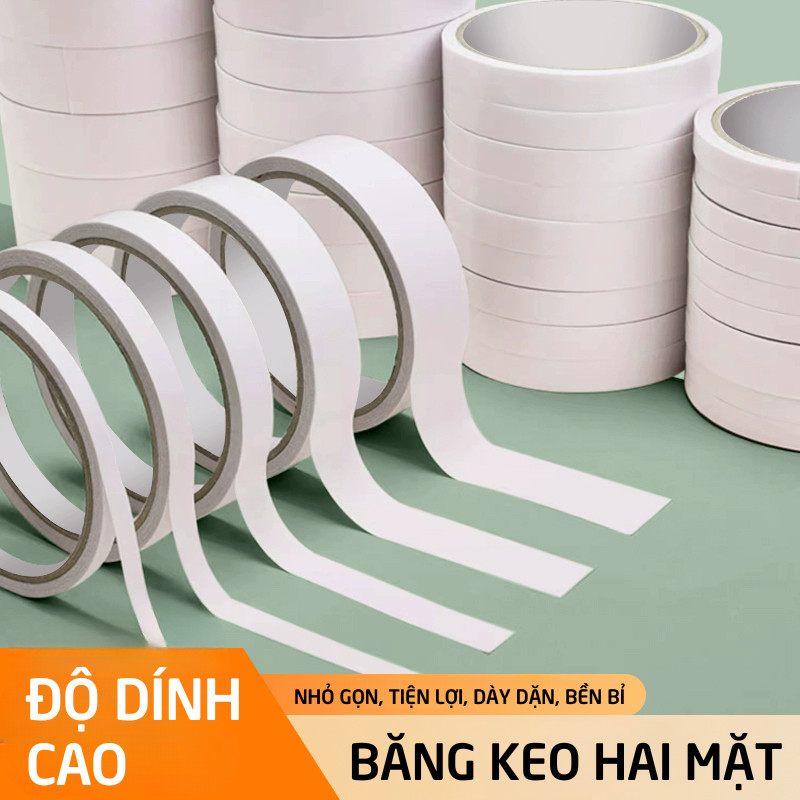 Băng Keo 2 Mặt Siêu Dính 10 Mét – Băng Dính 2 Mặt Đa Năng Dán Chắc, Cuộn To Dài Cho Văn Phòng Và Đồ Thủ Công