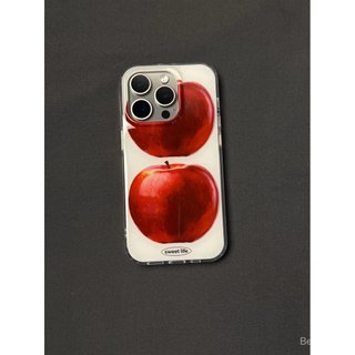 Ốp Điện Thoại Thích Hợp Cho iPhone Đơn Giản Sáng Tạo Niche Hai Quả Táo Đỏ Thích Hợp Cho iPhone14iPhone17 / 15promax Vỏ Điện Thoại 16 Phong Cách Mới 13 Vỏ Bảo Vệ OUSY
