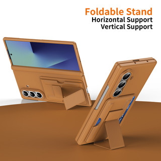 Ví da PU có ngăn đựng thẻ, ốp lưng Samsung Galaxy Z Fold 7/6/5 5G, chống sốc, chân đế