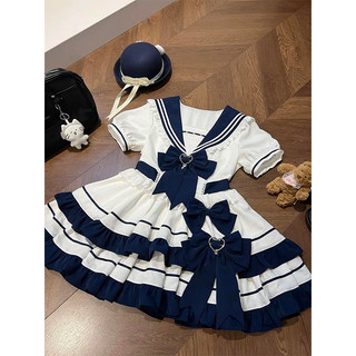 Đầm Gothic cổ thủy thủ hải quân phong cách công chúa - Xinh xắn, dễ thương, phù hợp học sinh cấp hai mùa hè, mát mẻ cả ngày