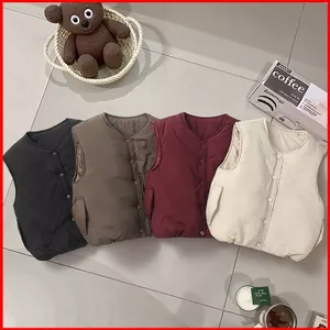 GC1 Mùa Thu Đông Màu Trơn Trẻ Em Áo Vest Cotton Ấm Áp Áo Vest Dày Cotton Đệm Áo Khoác GC1