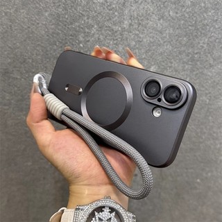 (Có Dây Buộc) Cho iPhone17 16 Pro Max 15 14 11 12 13 Pro Max Plus Vỏ Matte Từ Tính Full Camera Ống Kính Phim Bảo Vệ Thẩm Mỹ Mềm Chống Sốc Silicon