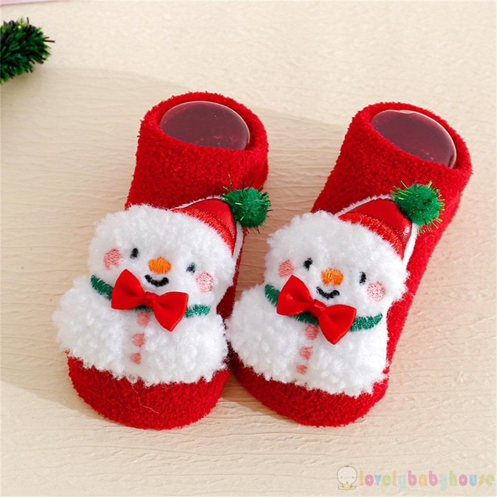 LBH-Toddler Baby Soft Dễ thương Cây thông Noel / Người tuyết / Tuần lộc / Ông già Noel Tất chống trượt cho trẻ sơ sinh trong nhà