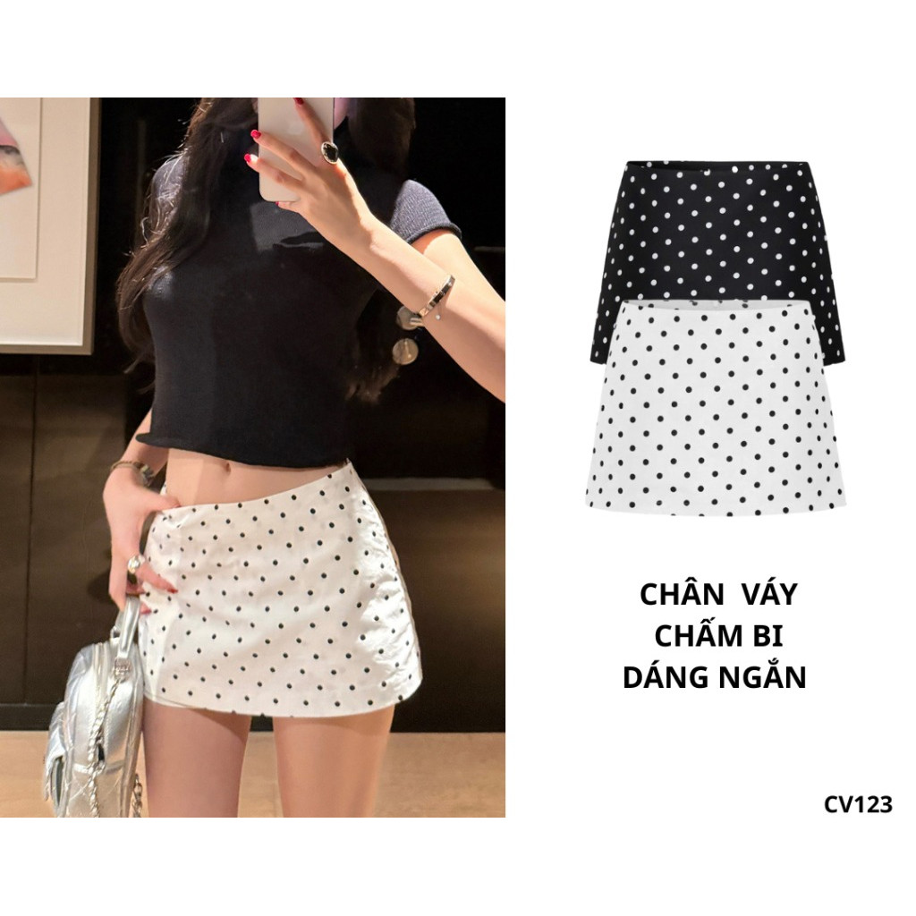 Dottie Skirt - Chân Váy Chấm Bi Chữ A Nữ - Kèm Quần Bảo Hộ - Dễ Phối Đồ - Phù Hợp Mùa Hè Mùa Thu_CV123