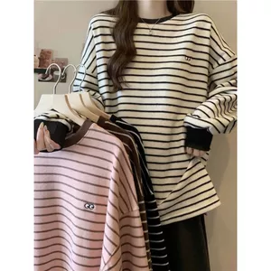 Áo thun dài tay bigsize cho 40-75kg, form thụng kẻ sọc ngang với hình đôi mắt độc đáo.-QUANAO94