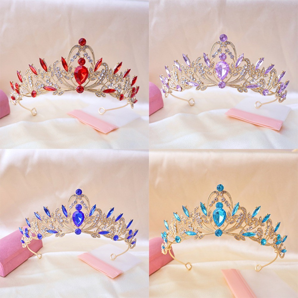 Vương miện công chúa nữ hoàng, tiara cô dâu với kim cương giả và hợp kim, style vintage baroque - phụ kiện tóc sang trọng, quà tặng sinh nhật