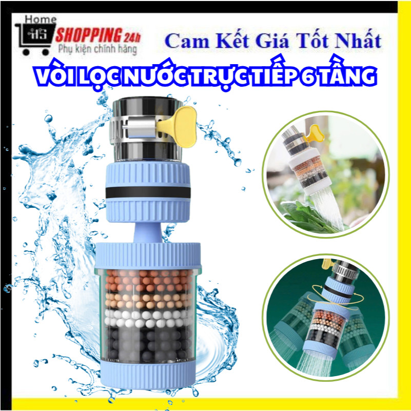 Than Hoạt Tính Hỗ Trợ Lọc Nước Trực Tiếp Tại Vòi Loại Bỏ Cặn Bẩn Xoay 360 Độ Vòi Lọc Nước 6 Tầng than hoạt tính lọc nước