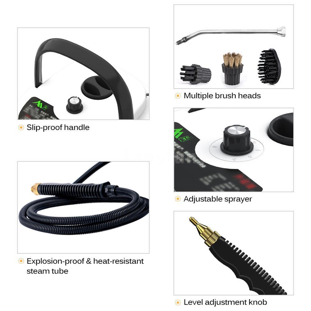Máy làm sạch hơi nước 2500W 6 bánh có thể điều chỉnh áp suất cao & nhiệt độ Máy làm sạch hơi nước đa năng Máy làm sạch di động