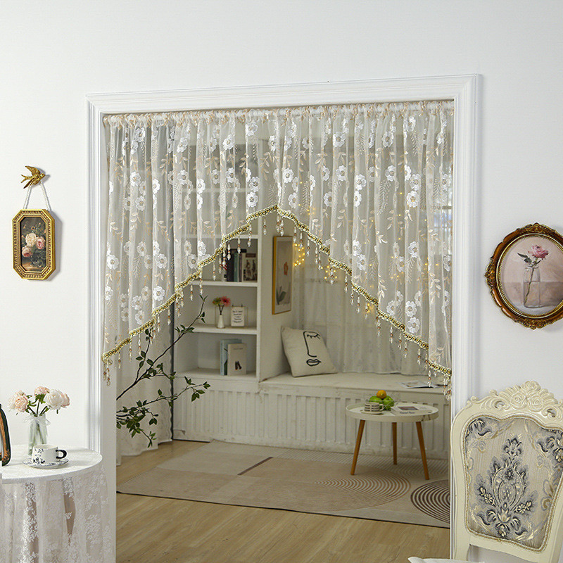 Pháp Retro Cửa Rèm Vách Ngăn Đục Lỗ Nửa Rèm Thêu Lối Vào Phòng Khách Hành Lang Phòng Ngủ Chặn Cửa Rèm