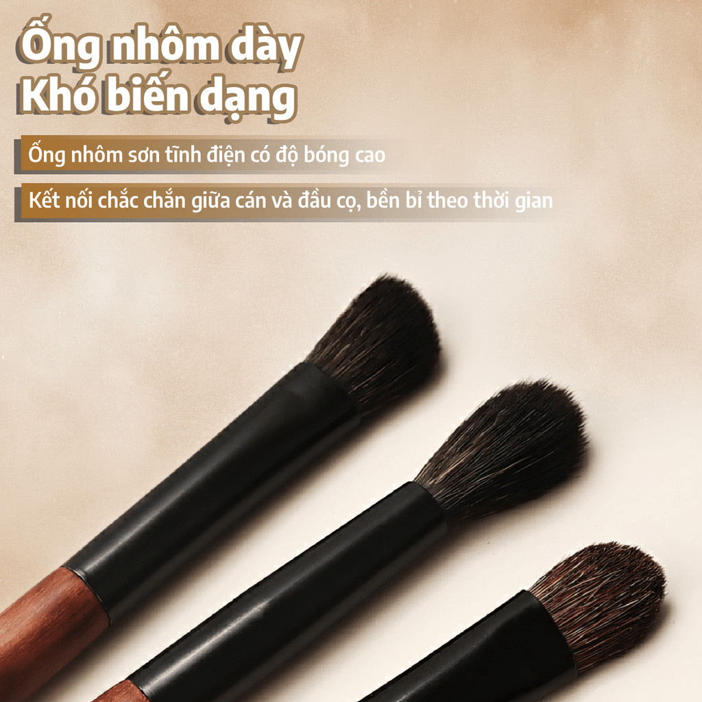 [TẶNG KÈM TÚI] Bộ cọ trang điểm 12 cây mini lông mềm mại thân gỗ chắc chắn, bộ cọ makeup cá nhân tiện dụng