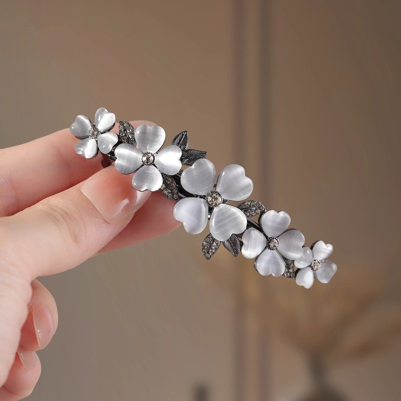 Kẹp tóc Opal Mắt Sao Sáng với Kim Cương Giả - Phong Cách Thanh Lịch Cho Mái Tóc Phía Sau