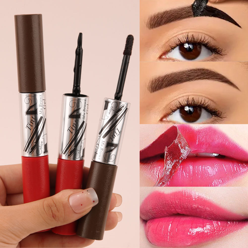Thuốc nhuộm Gel kẻ mày hai đầu Thuốc nhuộm lông mày Kem tẩy lông mày Lip Gloss W