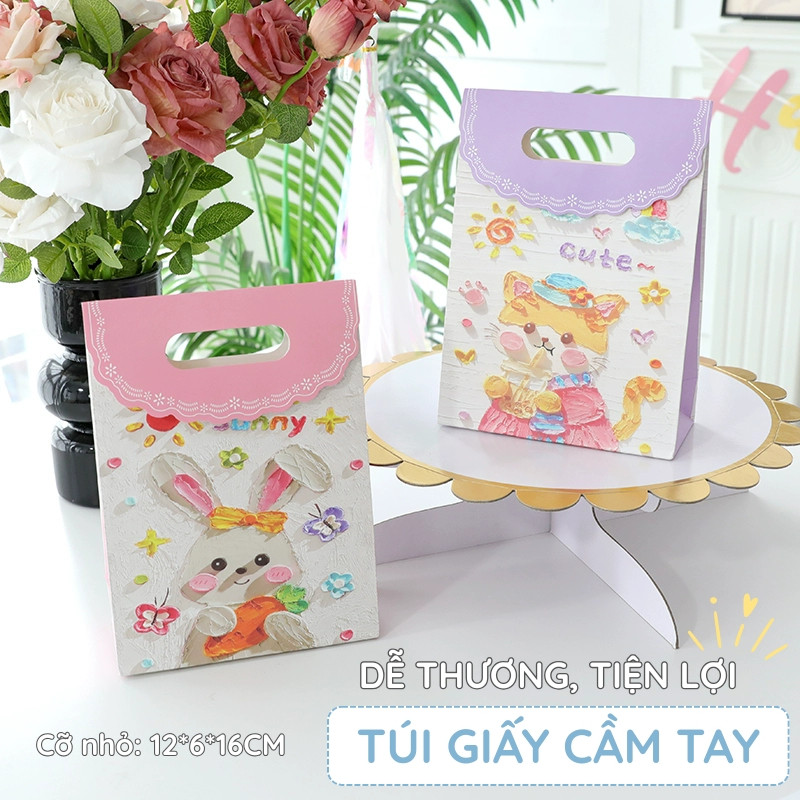 Túi giấy đựng quà hình hoạt hình dễ thương – Chất liệu giấy cao cấp, phù hợp gói quà sinh nhật và ngày lễ ý nghĩa