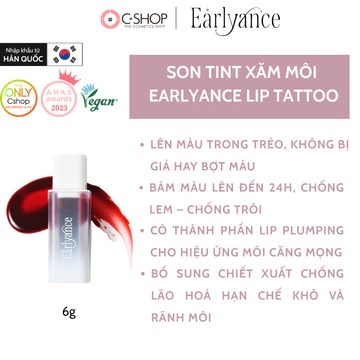 SON TINT XĂM MÔI GIỮ MÀU ĐẾN 24 GIỜ EARLYANCE WATERCOLOR LIP TATTOO
