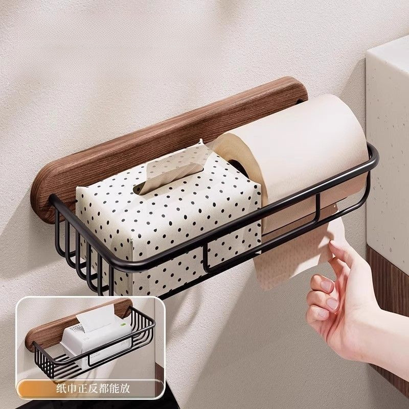 Hộp đựng khăn giấy vệ sinh quả óc chó, Nhà vệ sinh bằng gỗ nguyên khối cao cấp không đục lỗ Hộp giấy vệ sinh treo tường Giá lưu trữ