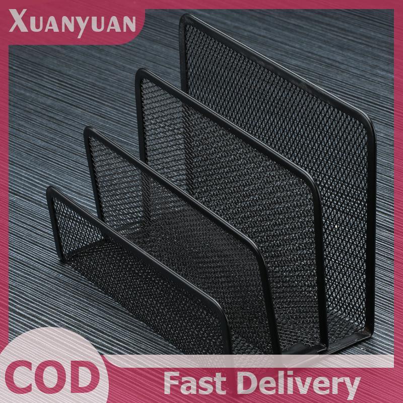 XUAN 1 Chiếc Màu Đen Để Bàn Văn Phòng Lưới Lưu Trữ Kim Loại Ba Lớp Thẻ Kinh Doanh Tập Tin Đồ Dùng Văn Phòng Giá Để Đồ VN