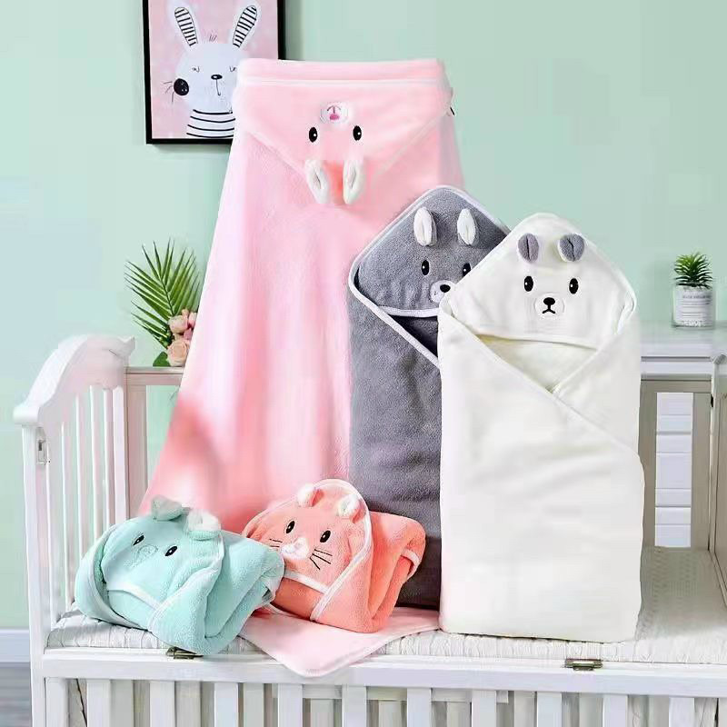 Khăn Choàng Ủ Tắm Cho Bé Sơ Sinh Hình Thú Cho Bé Đáng Yêu Mềm Mại Êm Mịn Không Gây Kích Ứng Da