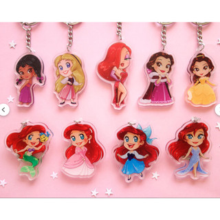Móc khoá Keychains Disney Princesses Acrylic Charms Cute Gifts Heroines Ariel Rapunzel Belle Cinderella Snow White Anna