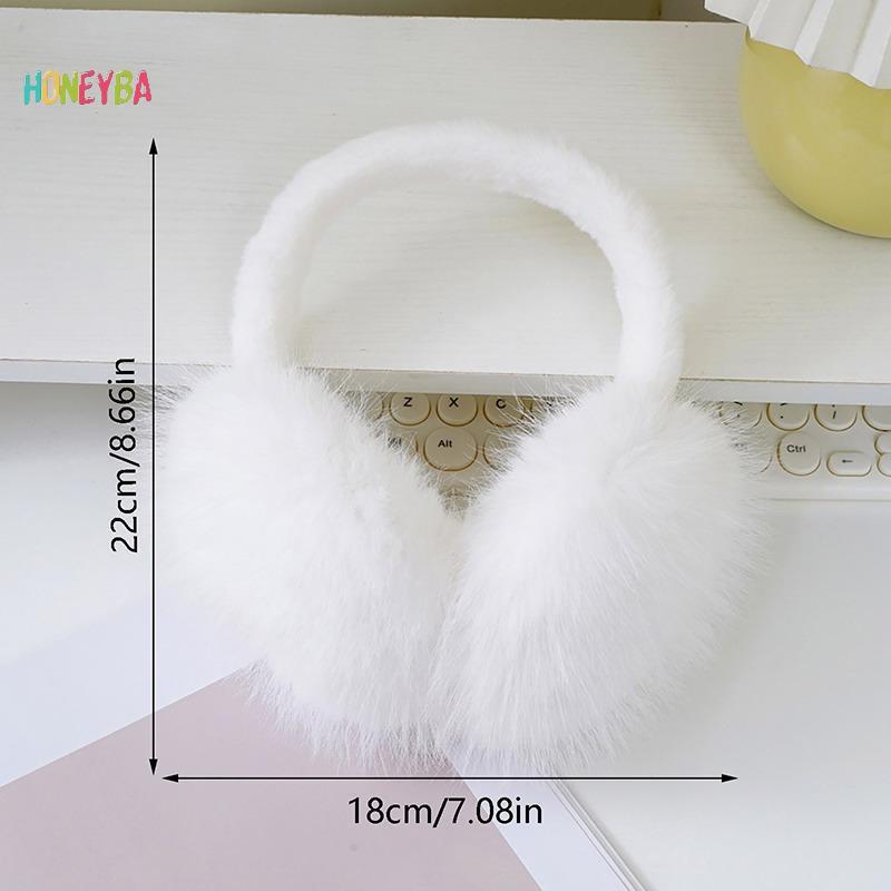 < Honeyba > Bịt Tai Giả Mềm Mại Thời Trang Mùa Đông Cho Nữ Màu Trơn Earflap Ngoài Trời Bảo Vệ Lạnh Bịt Tai