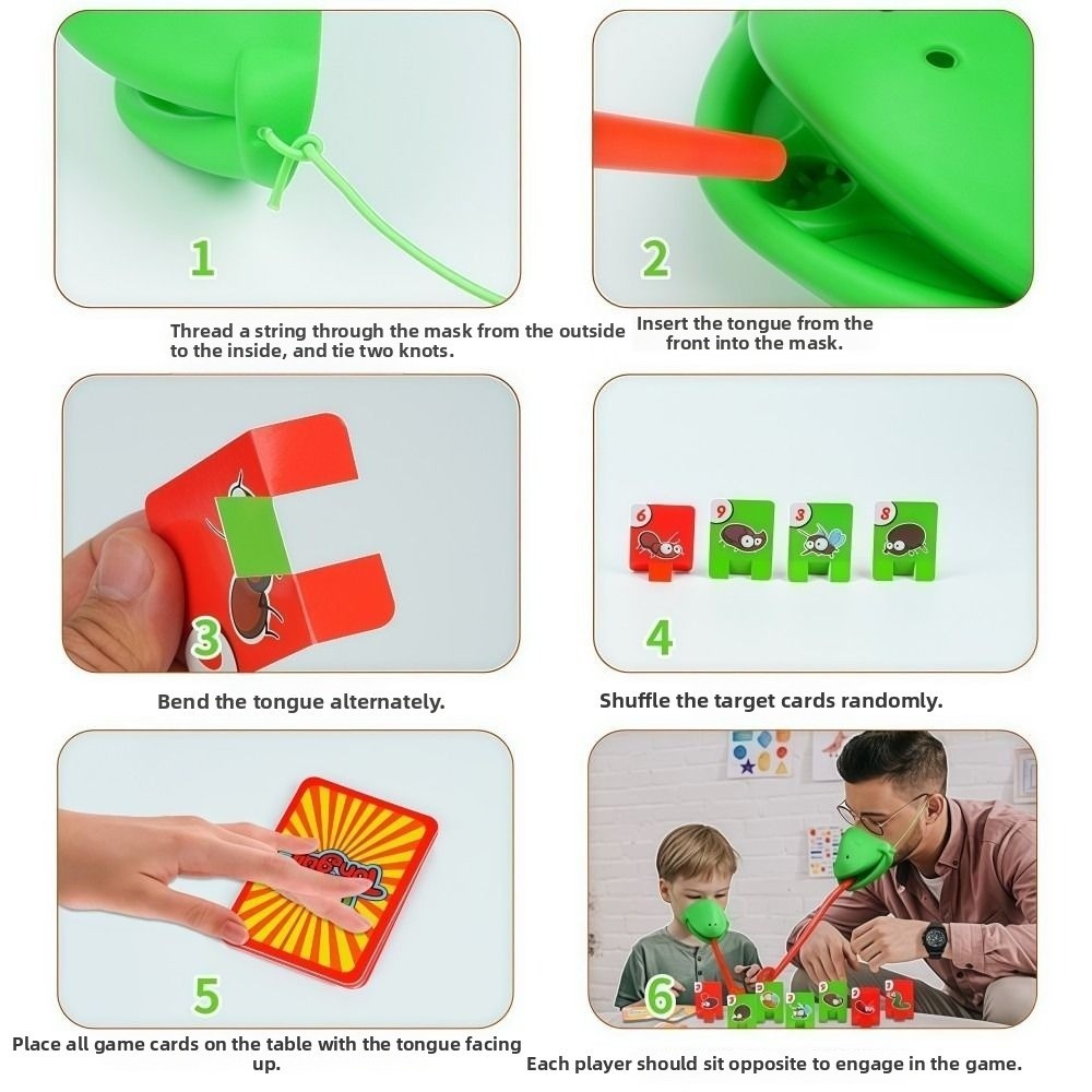 Trò chơi YUJINI Ếch Lưỡi Thè Vui Nhộn, Tương Tác Cha Mẹ Con, Thổi Lưỡi Sáng Tạo, 2/4 Người, Game Bàn Lizard Dùng Tiệc Cưới